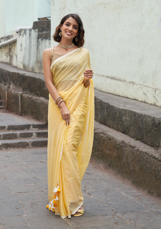 Yellow Sequence Saree