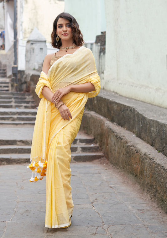 Yellow Sequence Saree