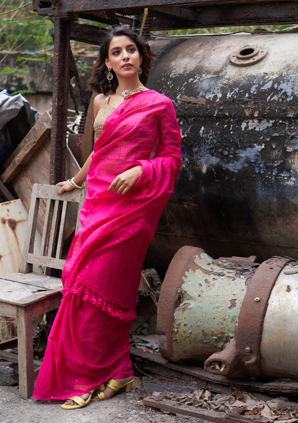 Rani Sequence Saree