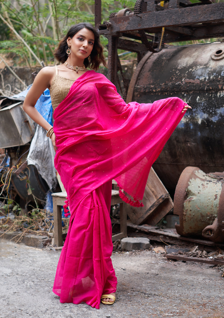 Rani Sequence Saree