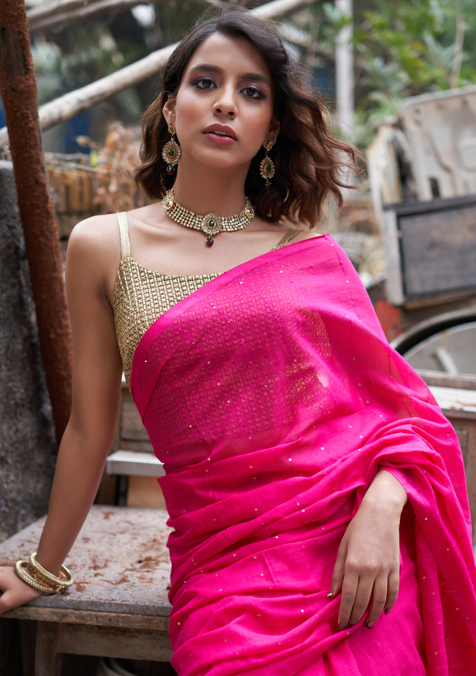 Rani Sequence Saree