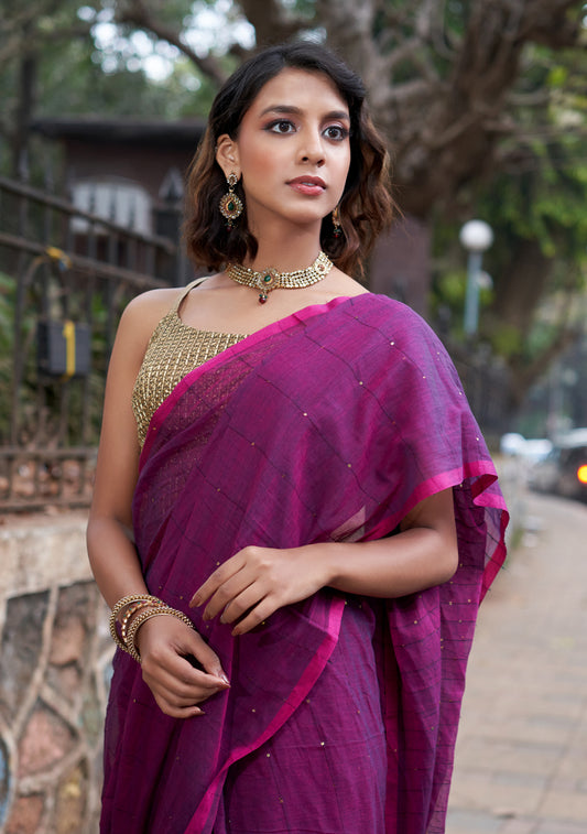 Purple Sequence Saree