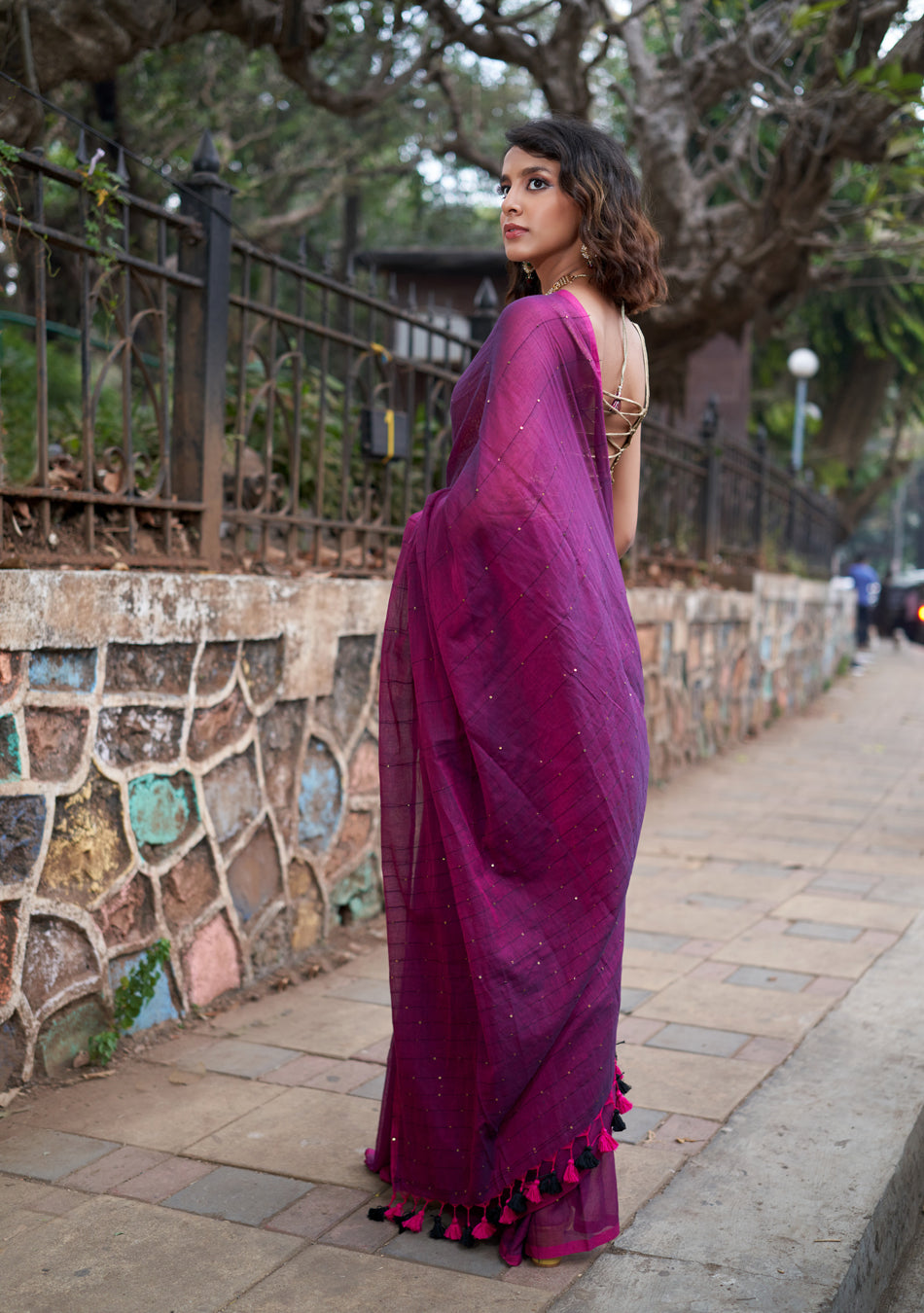 Purple Sequence Saree