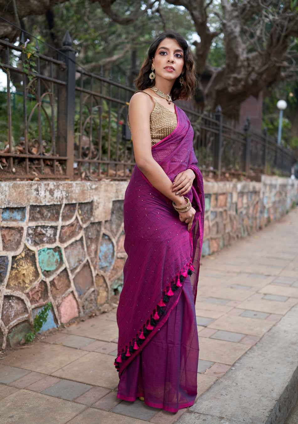 Purple Sequence Saree