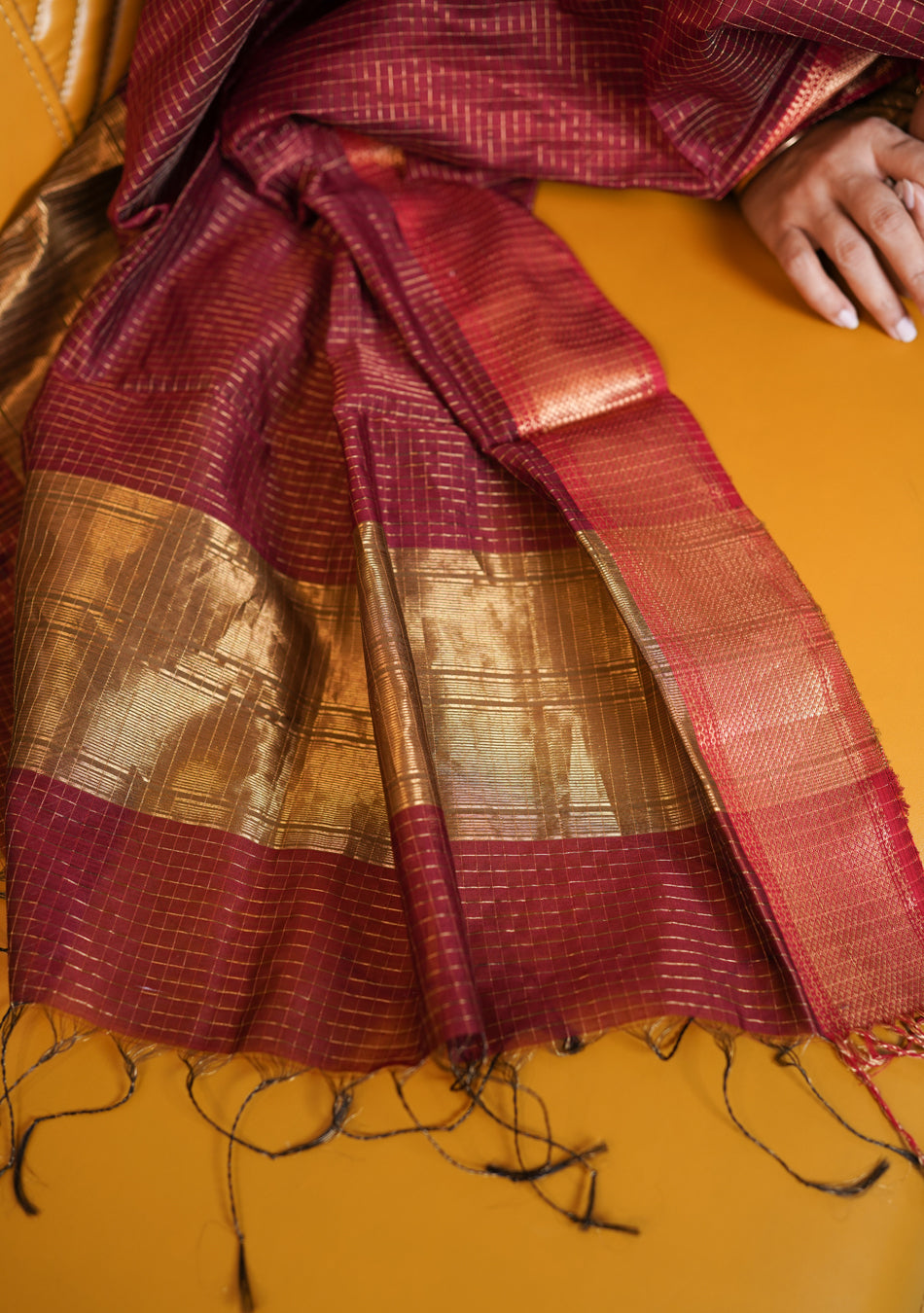Brown and maroon Maheshwari Suit