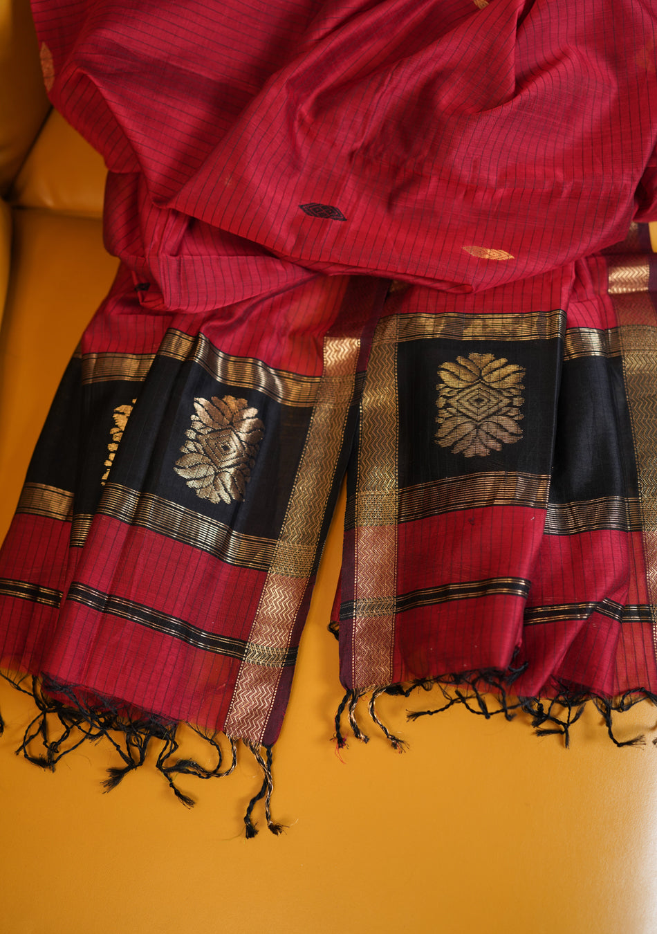 Black and Maroon Maheshwari Suit