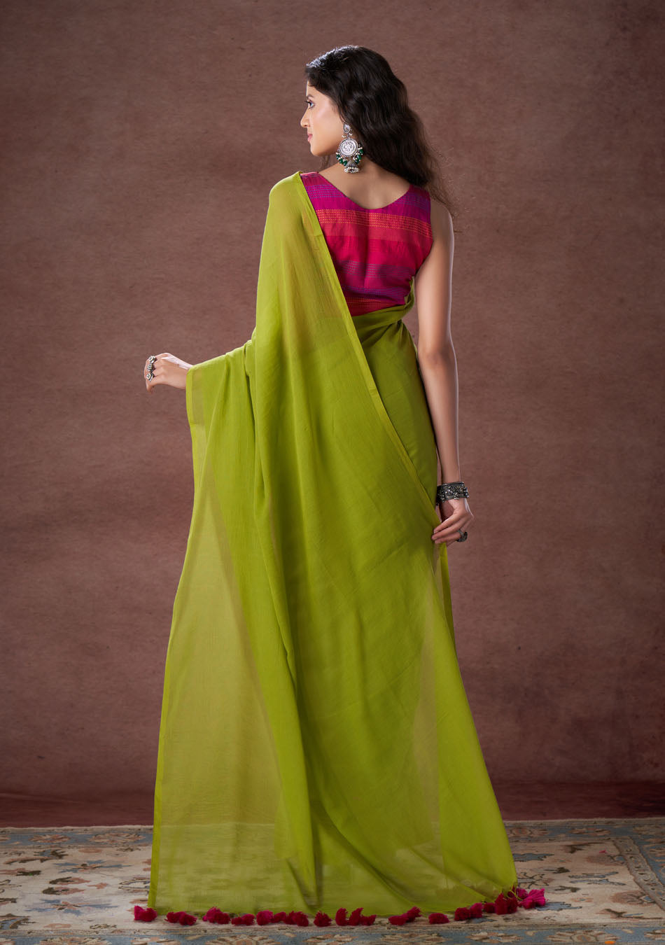 Avacado Mulmul Saree