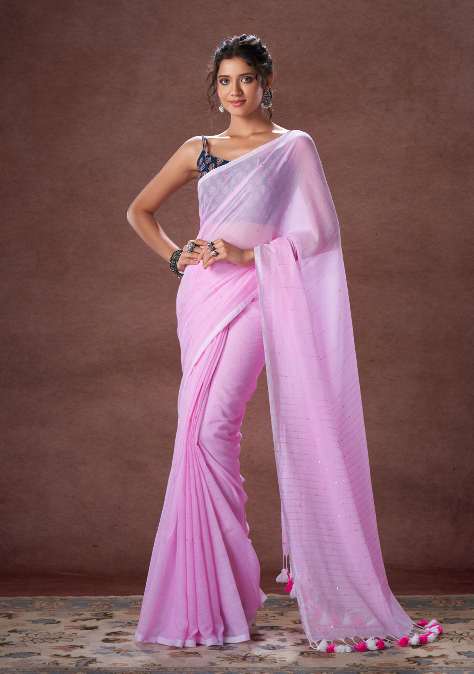 Pink Sequence Saree