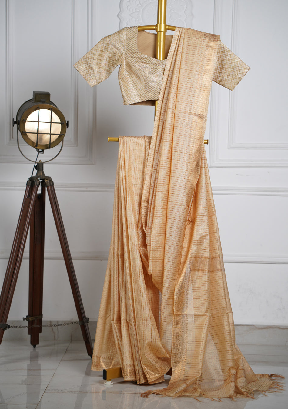 Golden Beige Silk Saree