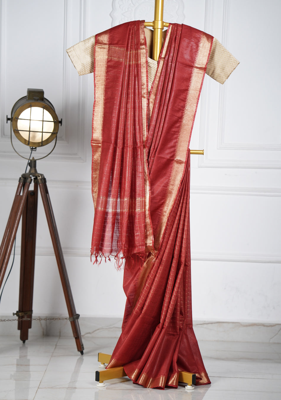 Reddish Maroon Silk Saree