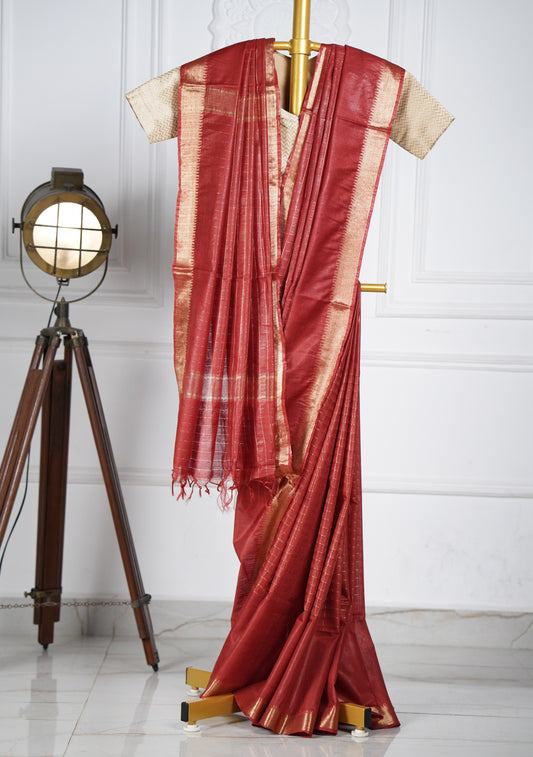 Reddish Maroon Silk Saree