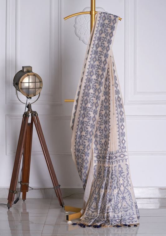 Navy blue Jamdani Saree