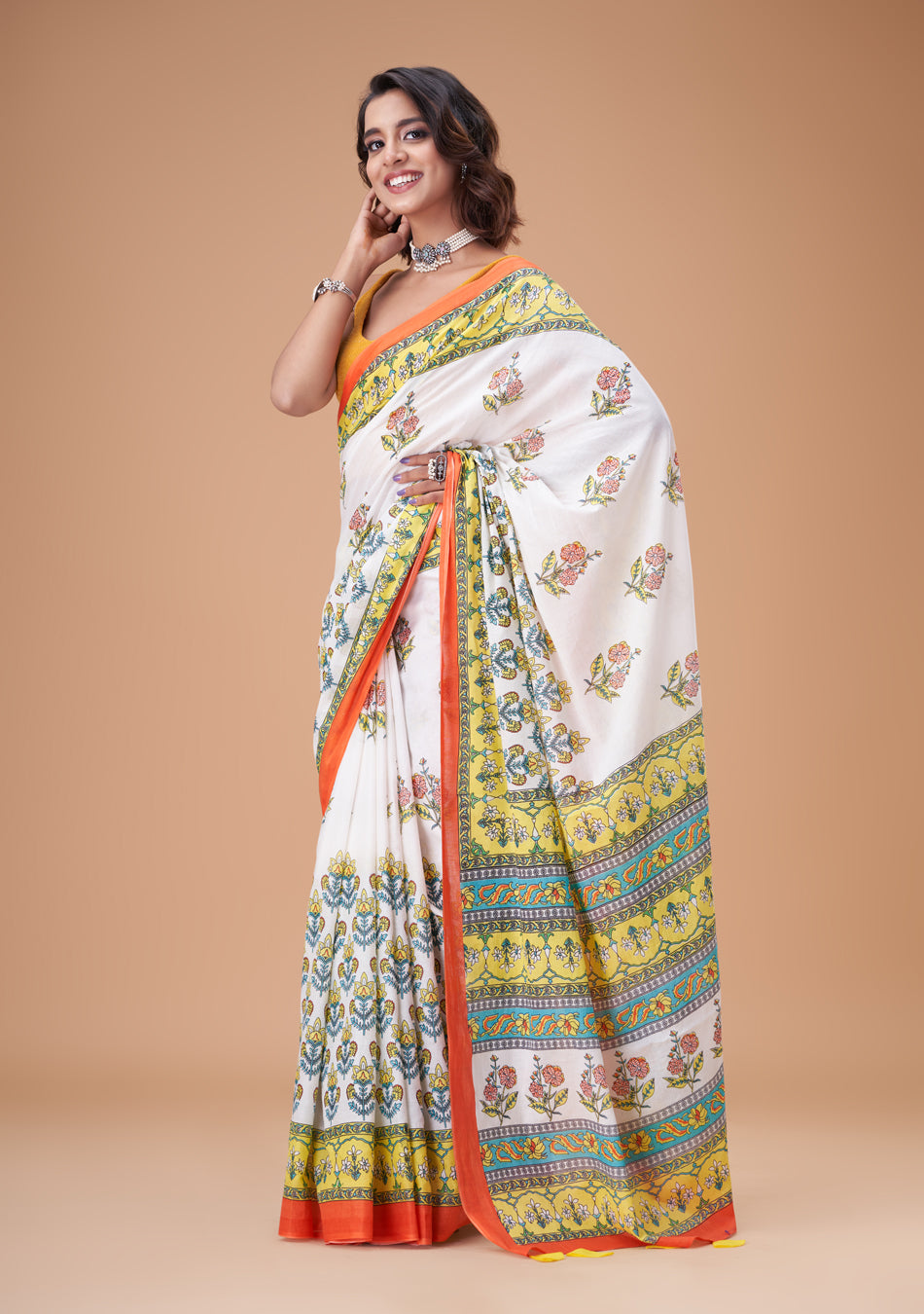 Narangi Mul Cotton Saree