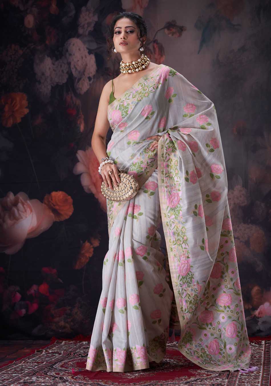 Grey Parsi Saree