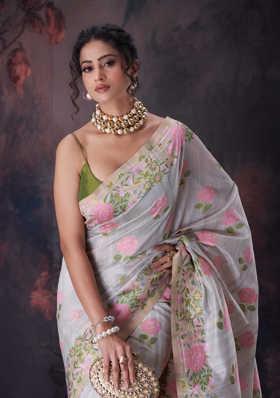 Grey Parsi Saree