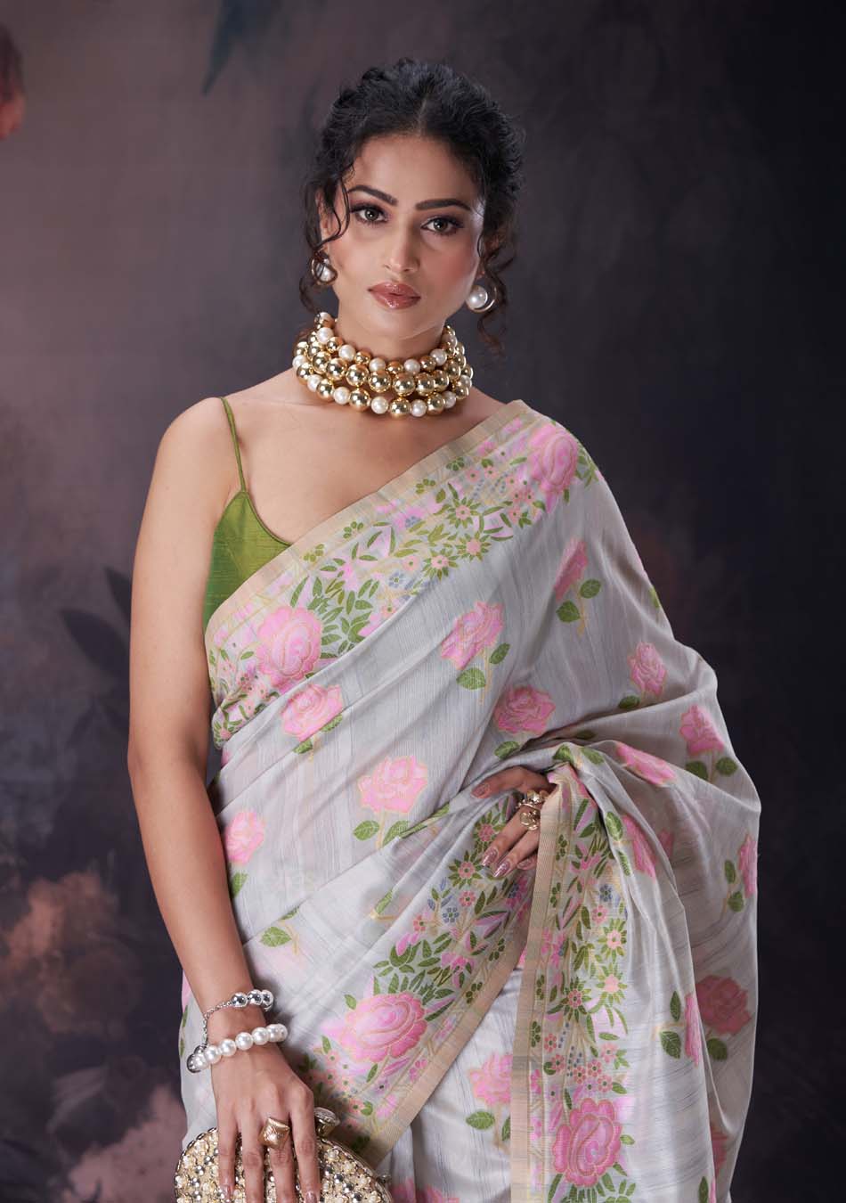 Grey Parsi Saree