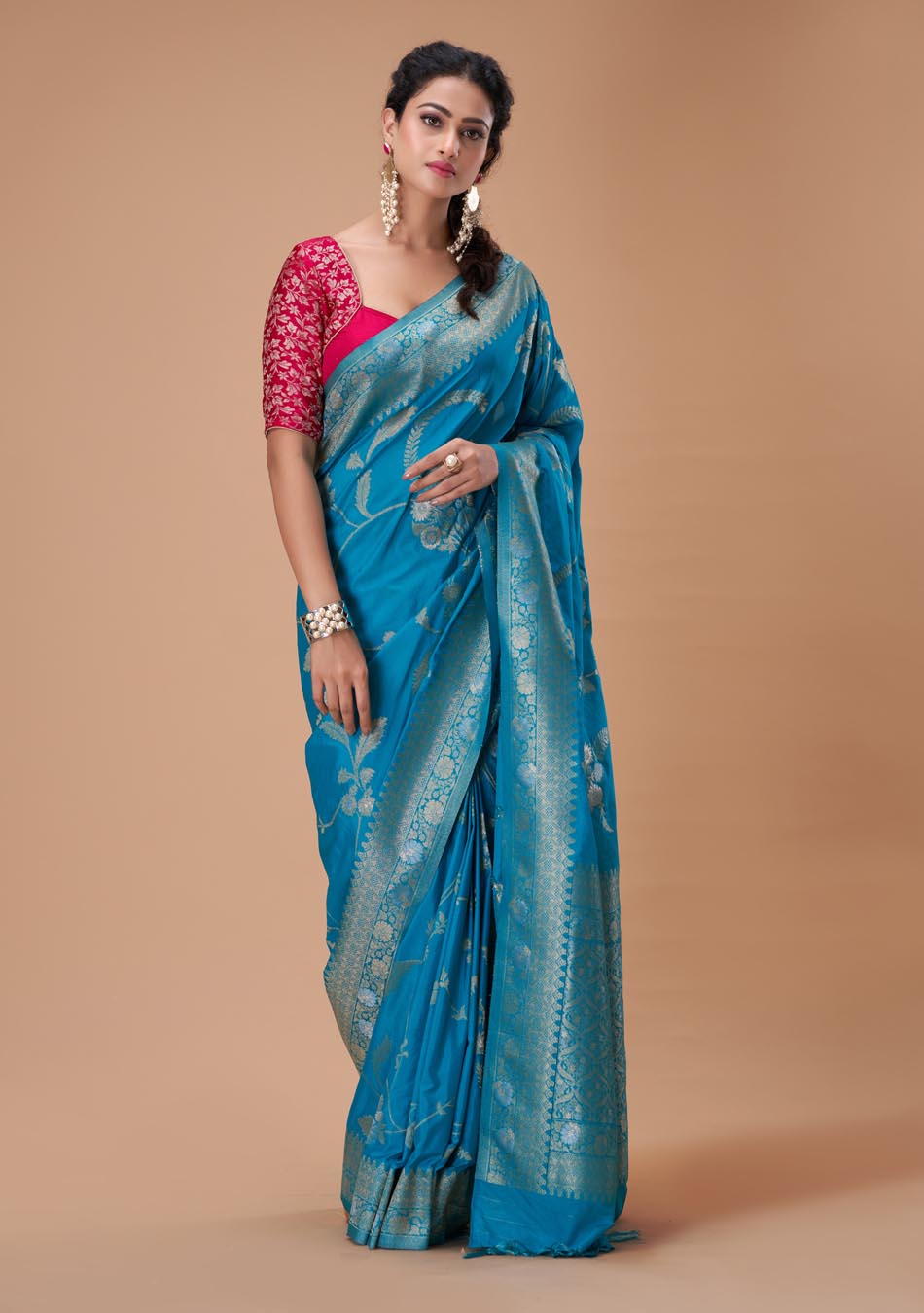 Cocktail Blue Gorgette Saree