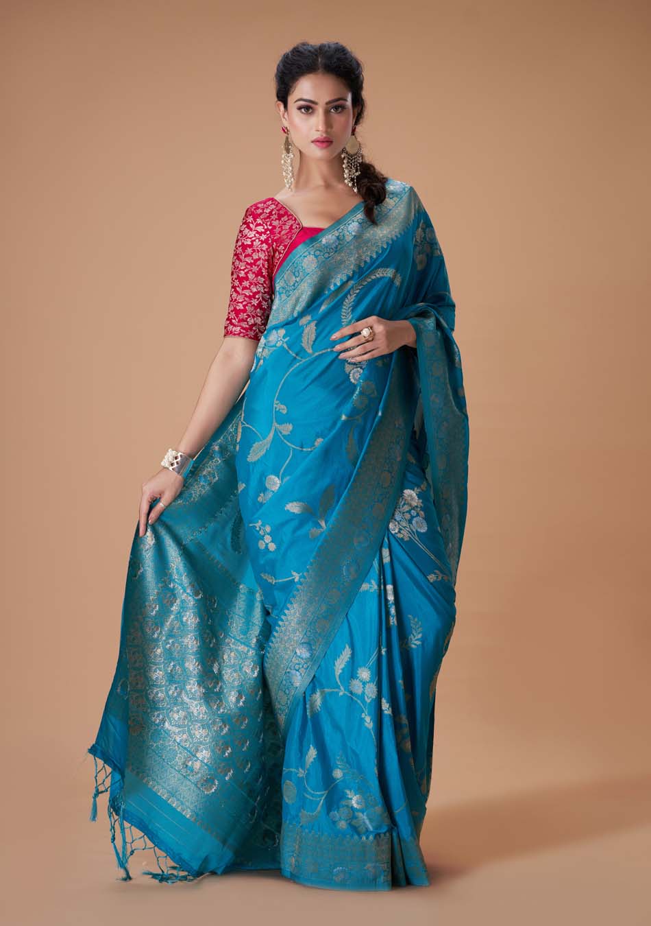 Cocktail Blue Gorgette Saree