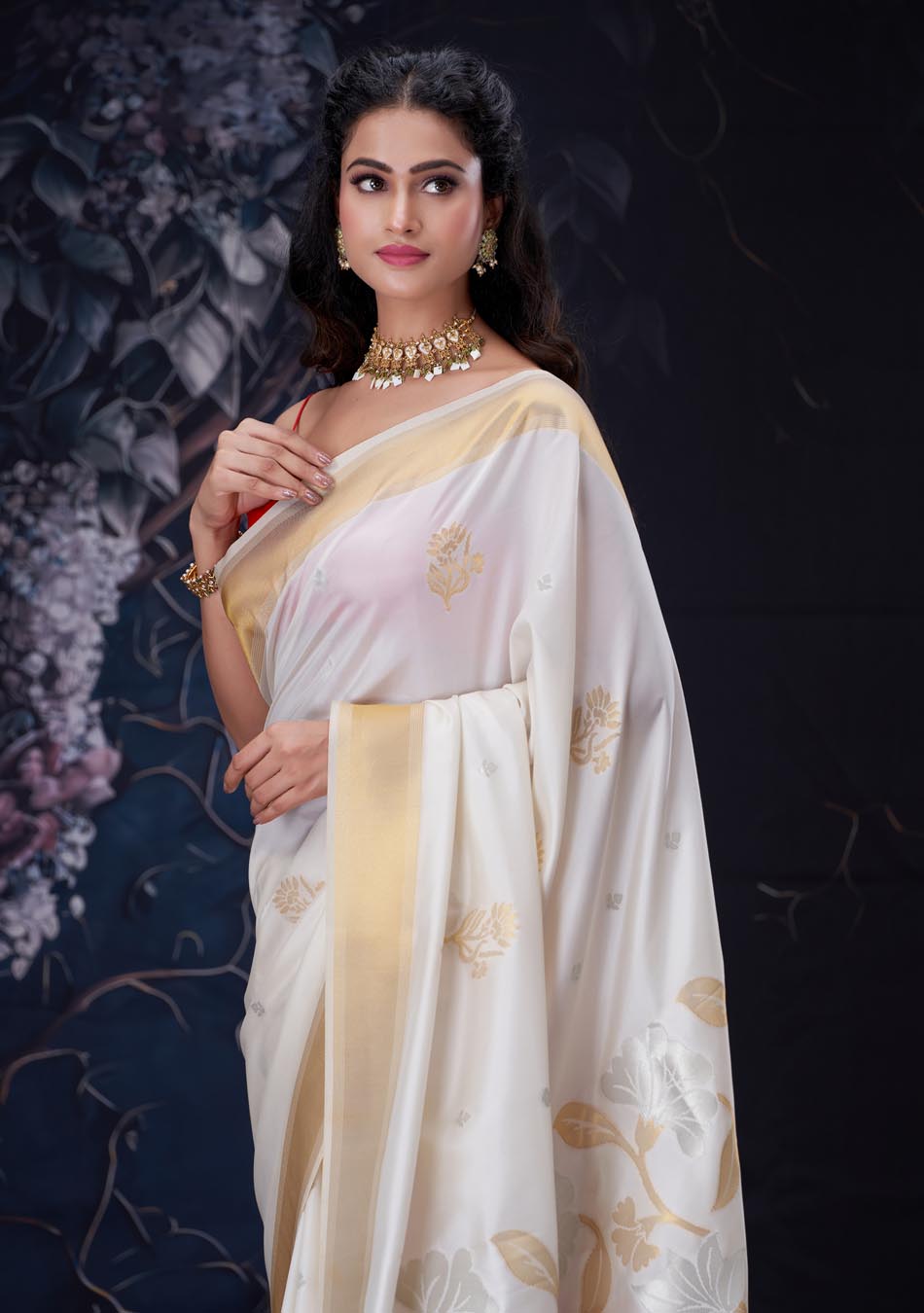 Off White Soft Silk Saree