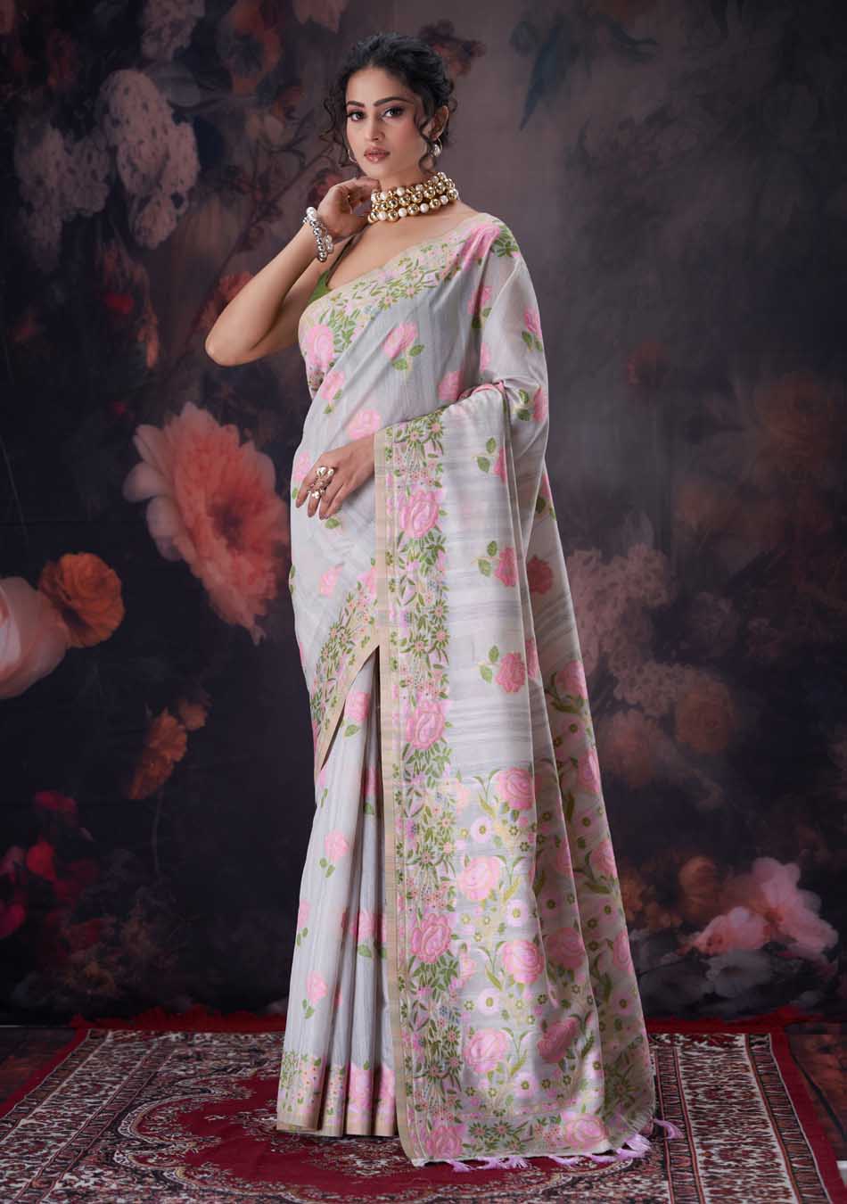 Grey Parsi Saree