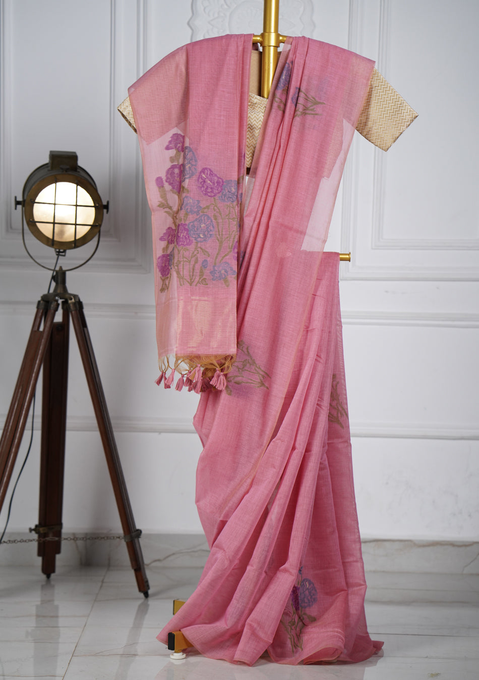Pinkish Peach Butterfly Jamdani Saree