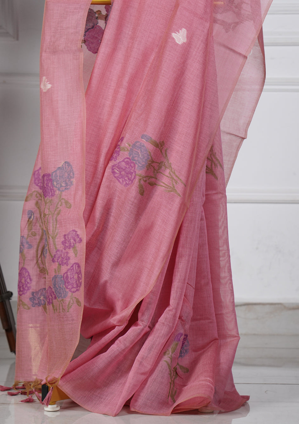 Pinkish Peach Butterfly Jamdani Saree