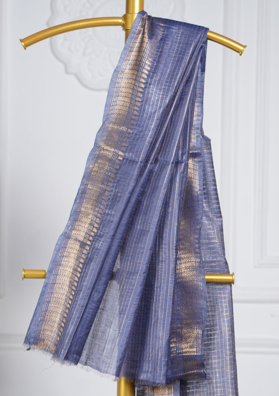 Ash Blue Silk Saree