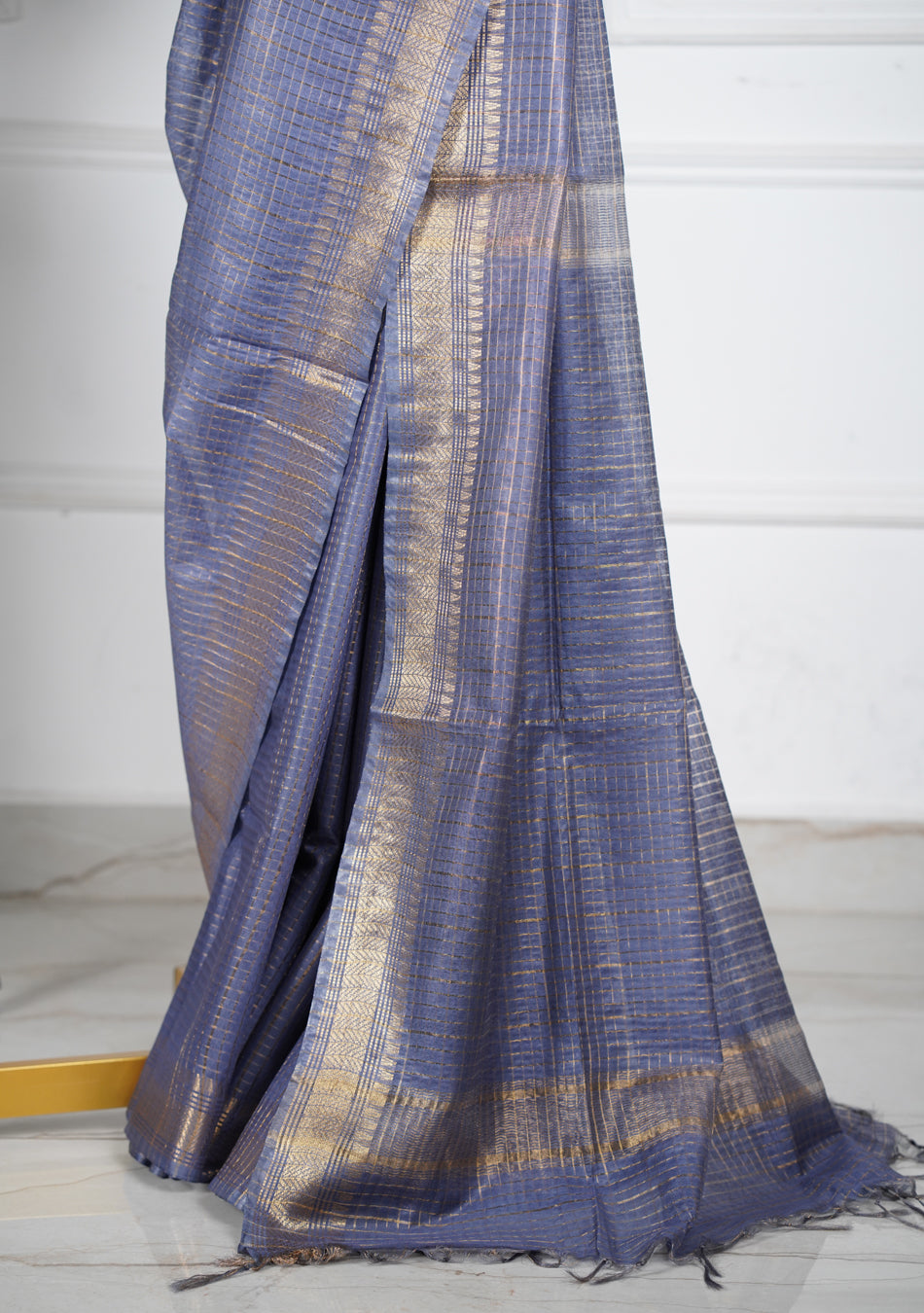 Ash Blue Silk Saree