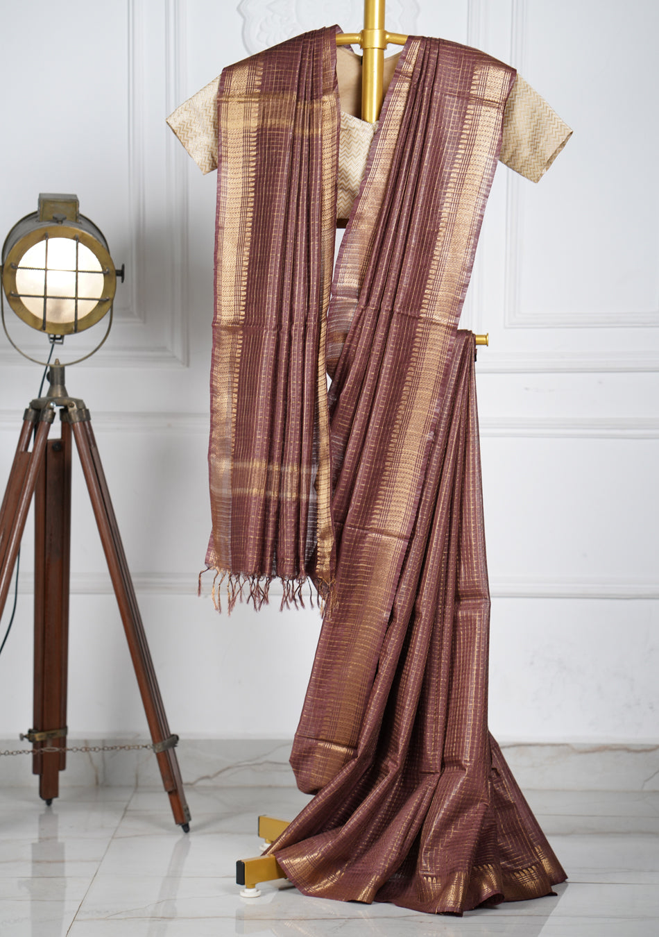 Brunette Brown Silk Saree