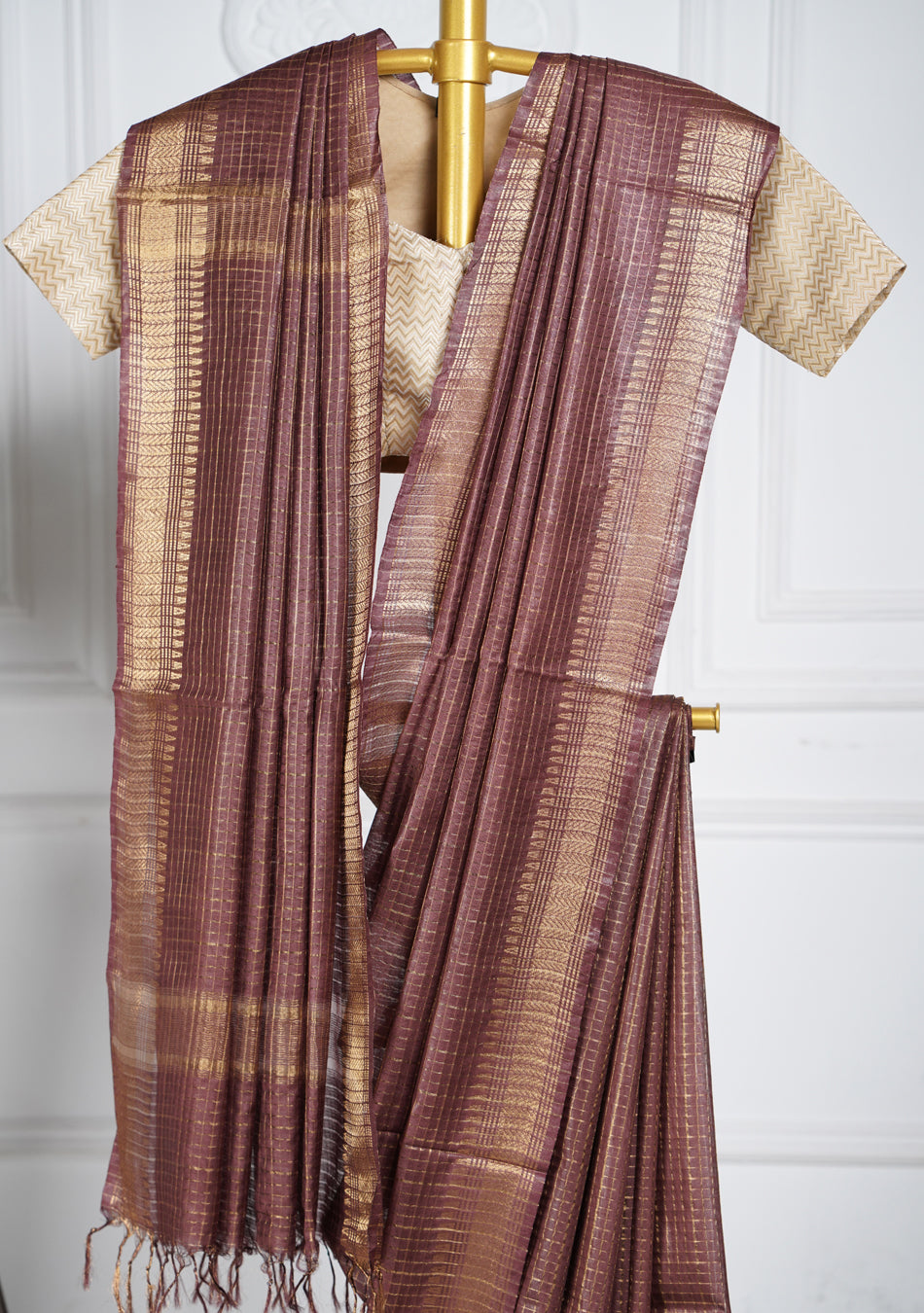 Brunette Brown Silk Saree
