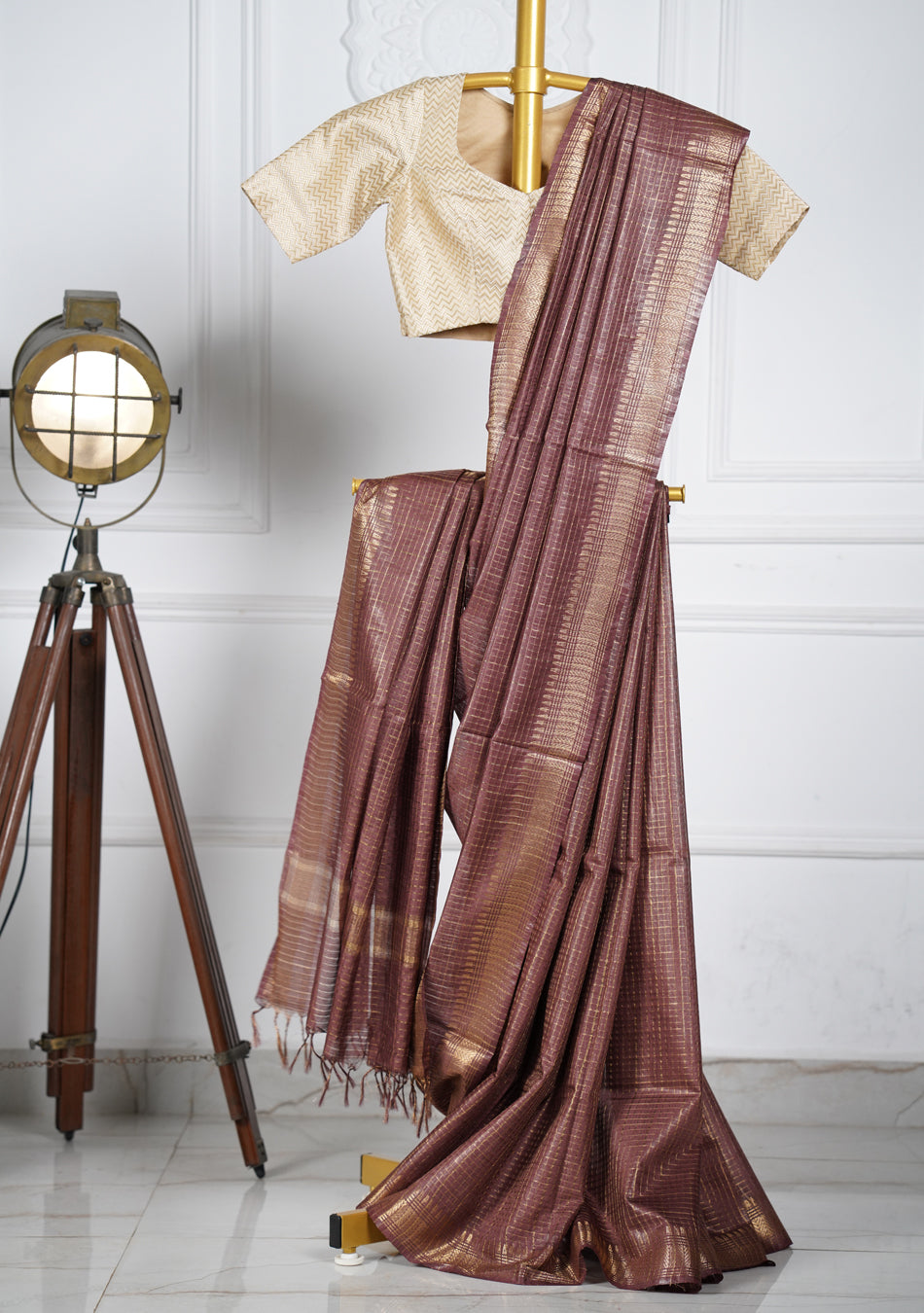 Brunette Brown Silk Saree