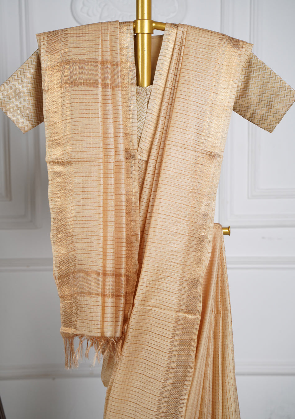 Golden Beige Silk Saree