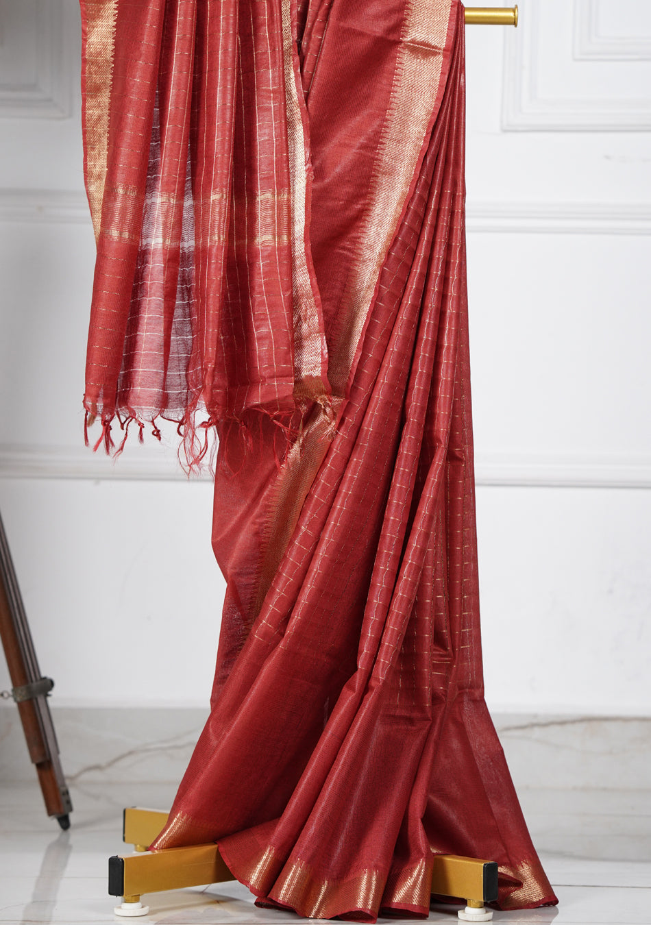 Reddish Maroon Silk Saree