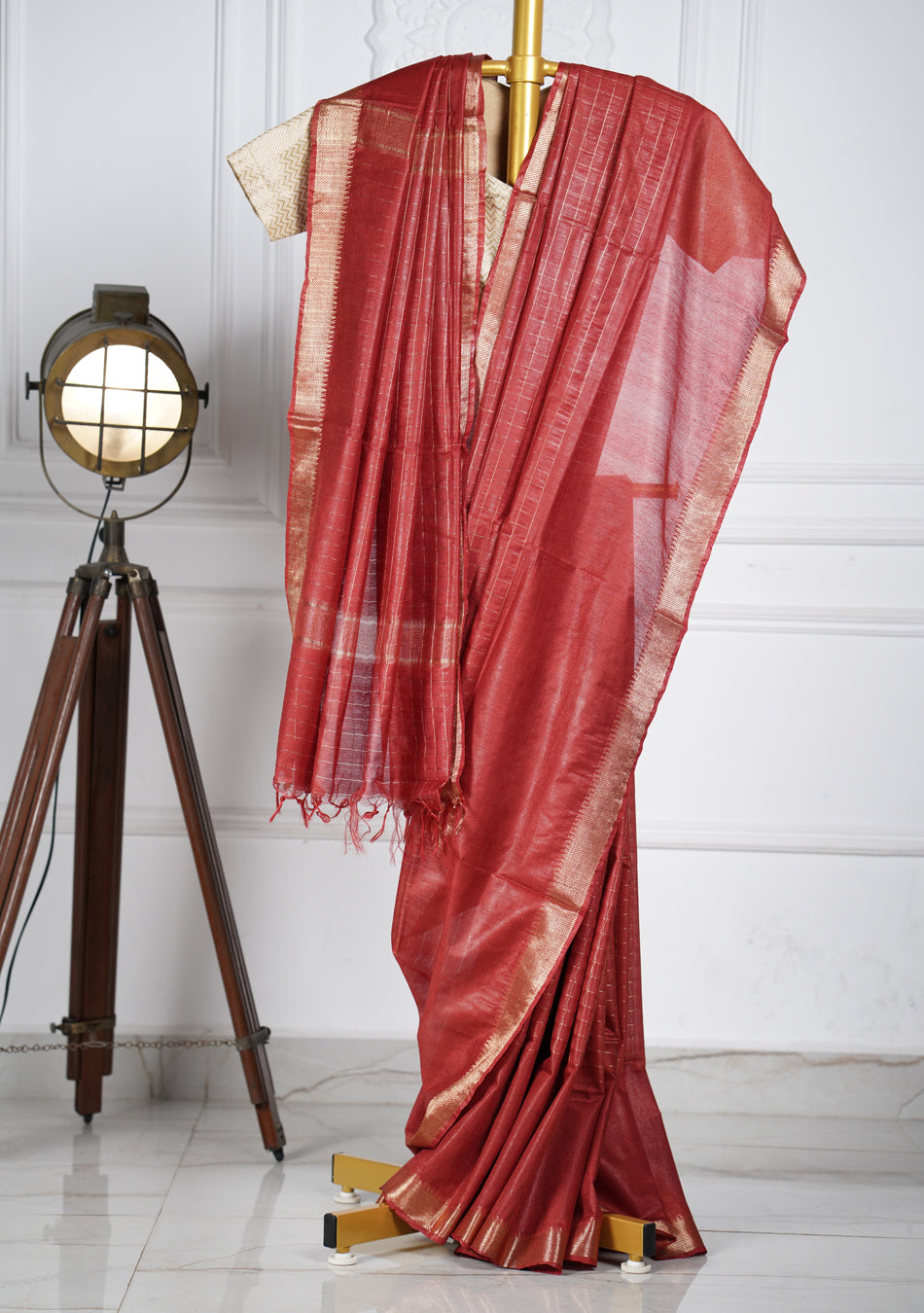 Reddish Maroon Silk Saree
