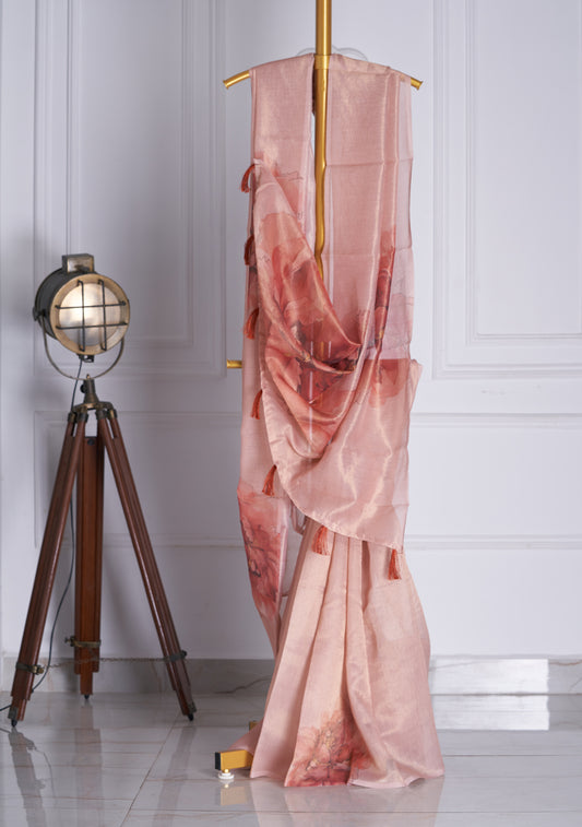 Nude Beige Organza Saree