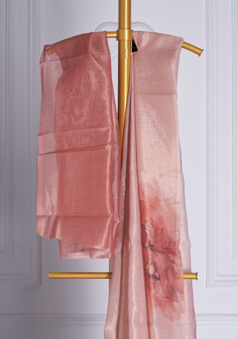 Nude Beige Organza Saree