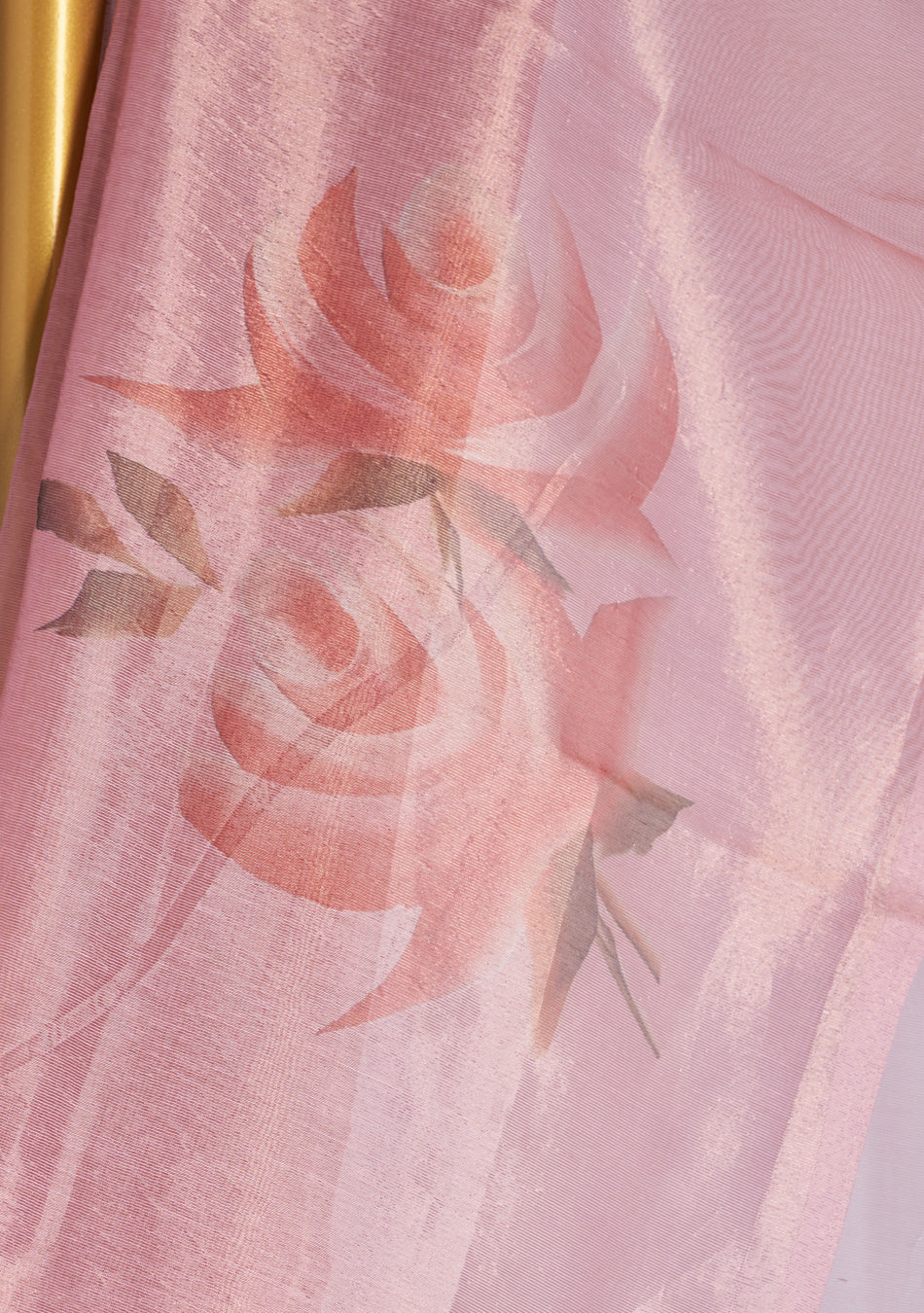 Pinkish Organza Crushed Saree