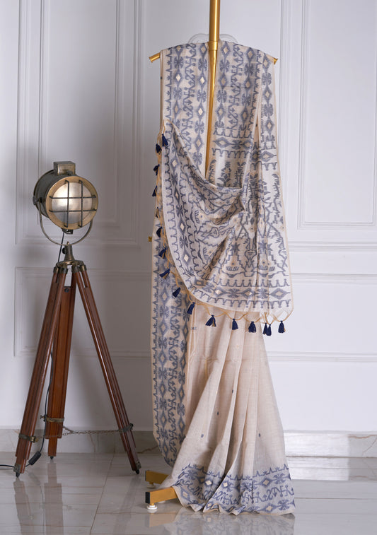 Navy blue Jamdani Saree