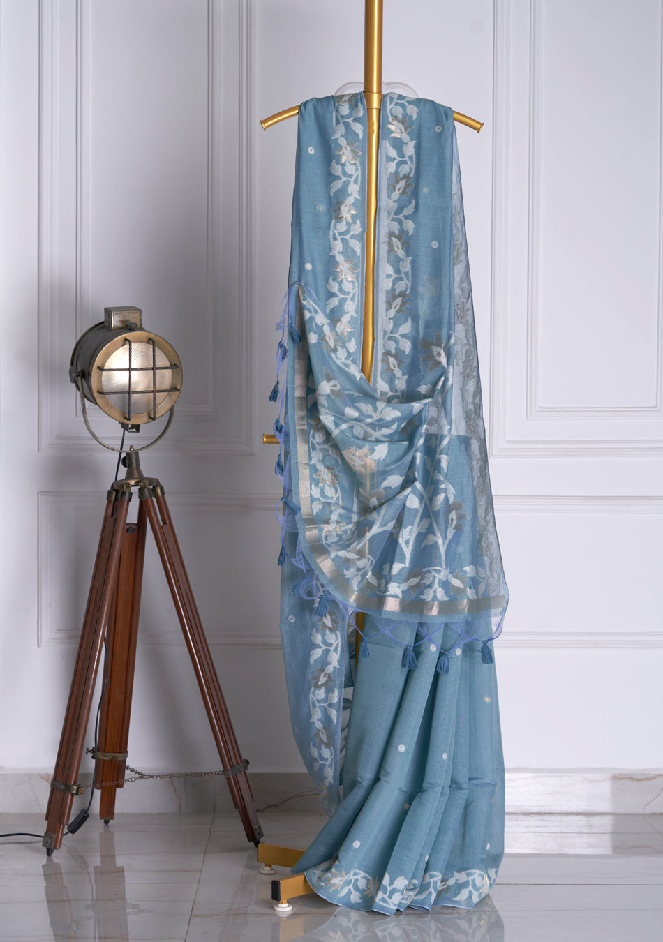 Steel Blue Jamdani Saree