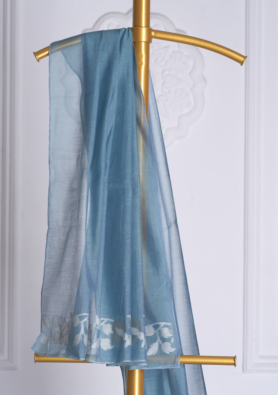 Steel Blue Jamdani Saree