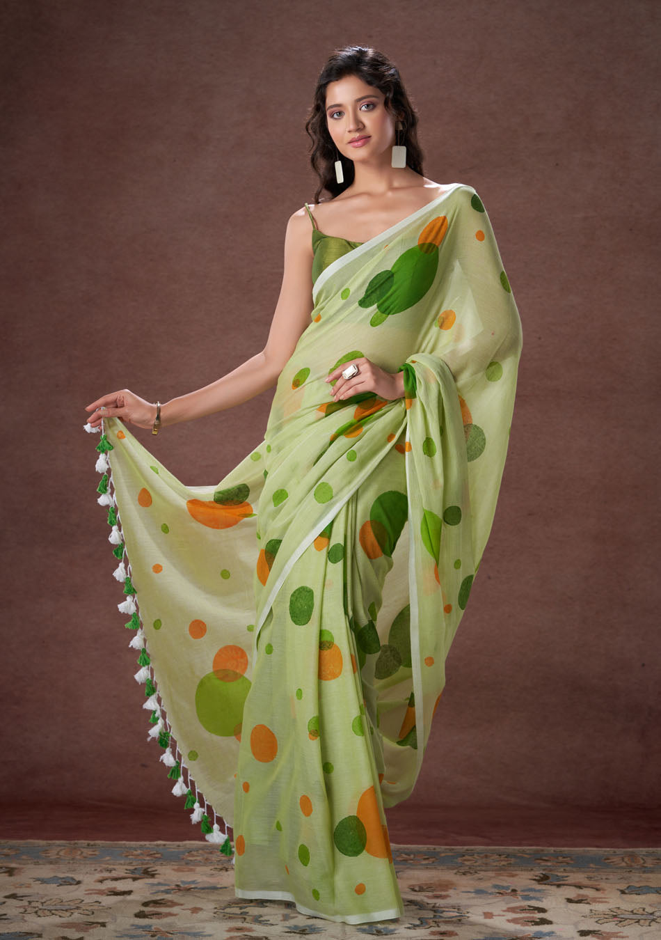 Green and Orange polka