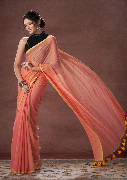 Gajari Sequence Mulmul Saree