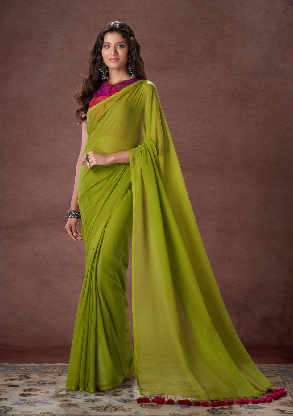 Avacado Mulmul Saree