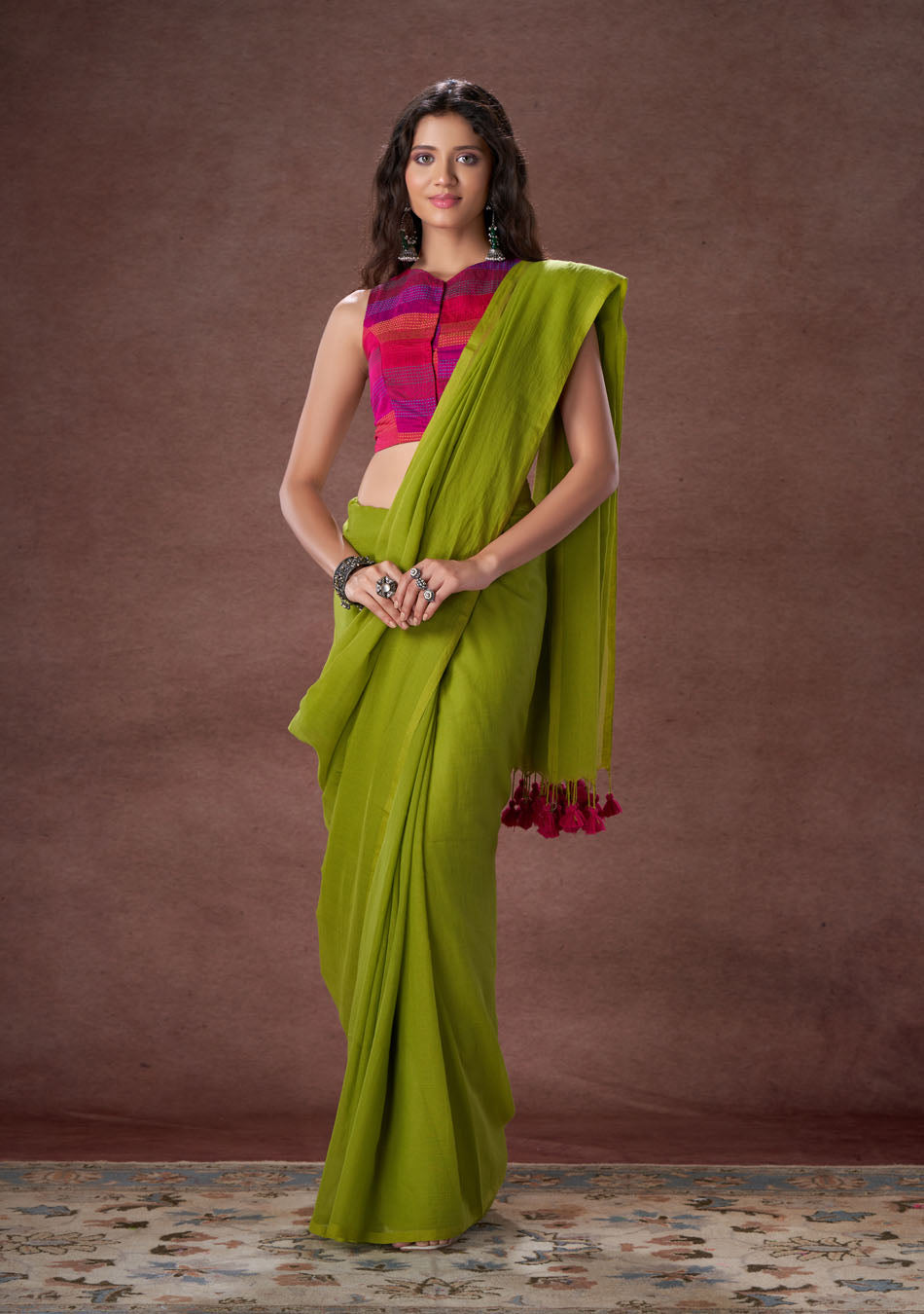 Avacado Mulmul Saree