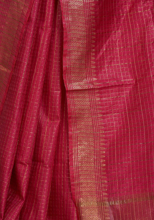 Deep pink Silk saree