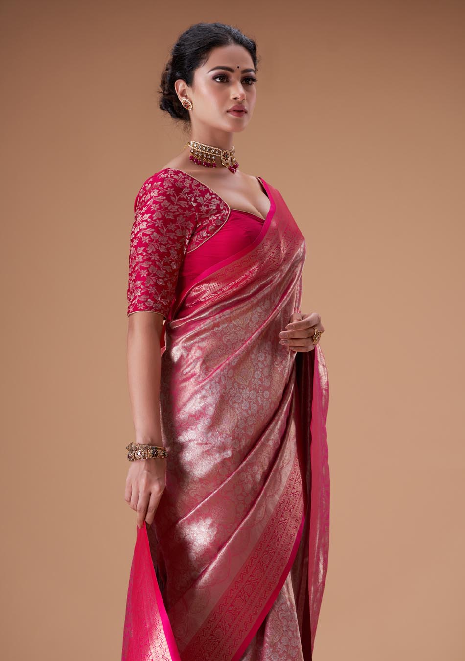 Magenta Gold Saree
