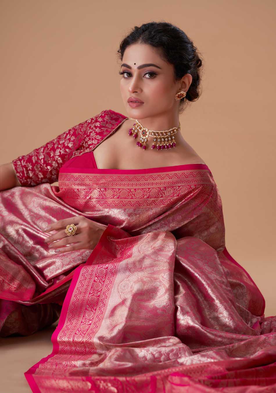 Magenta Gold Saree