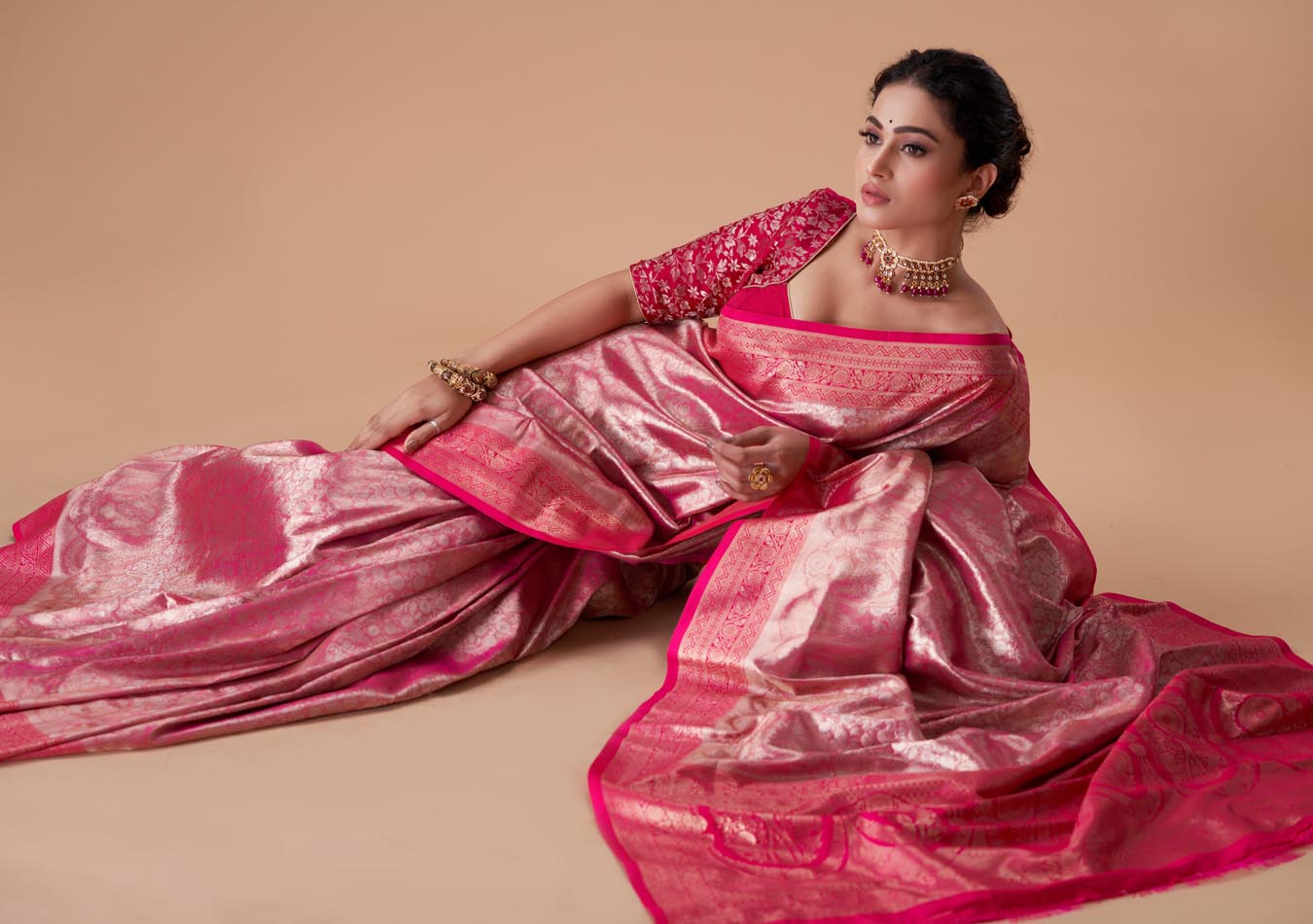 Magenta Gold Saree