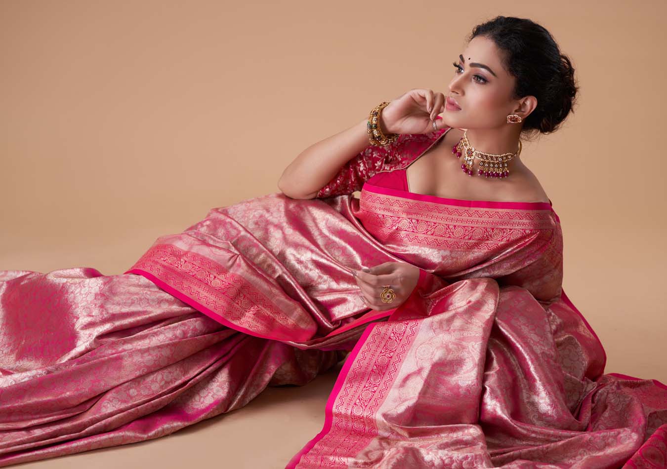 Magenta Gold Saree