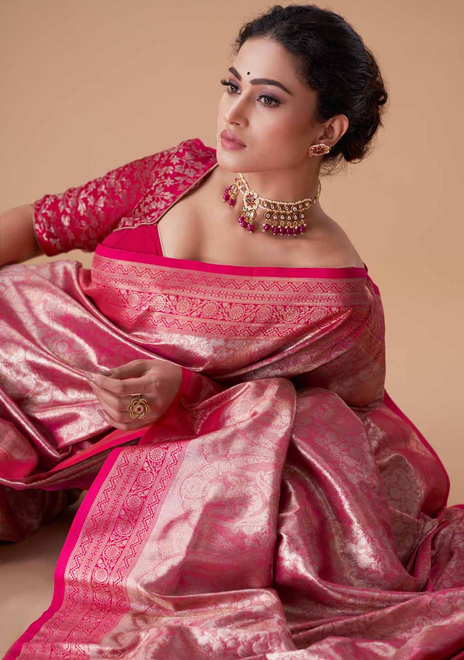 Magenta Gold Saree